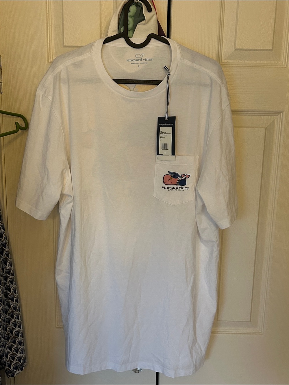 Vineyard Vines White Short Sleeve Pocket Tee with Whale Patch